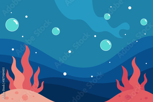 Underwater World With Coral Walls And Sparkling Bu