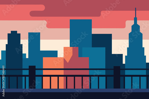 Urban Skyline As Seen From a High Rise Balcony