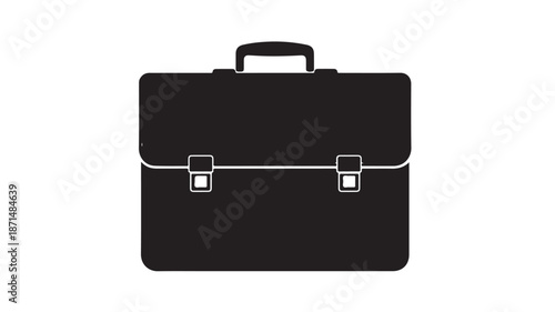 Black Briefcase Isolated on White Background