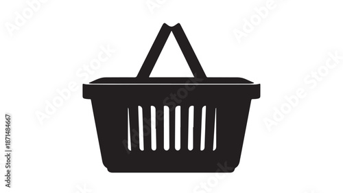 Black Shopping Basket on White Background