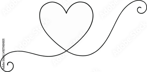 Heart with decorative swirls drawing, romantic love artwork, elegant abstract design, wedding invitation concept, Valentine’s symbol illustration, flat vector illustration