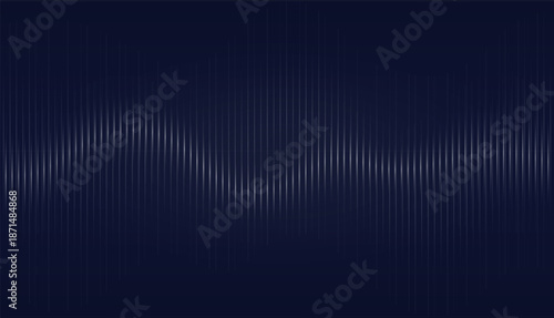 Neon moving white musical sound wave on a blue night background