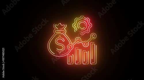 Glowing business idea and growing chart animation investment circle with dollar sign and growth chart . 