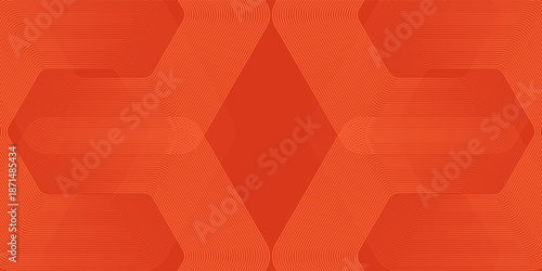 Abstract orange background with glowing geometric lines. Modern shiny yellow hexagon lines pattern. eps 10