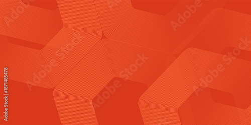Abstract orange background with glowing geometric lines. Modern shiny yellow hexagon lines pattern. eps 10