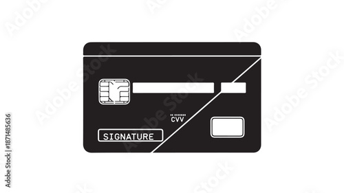 Black Credit Card with Silver Details on White Background