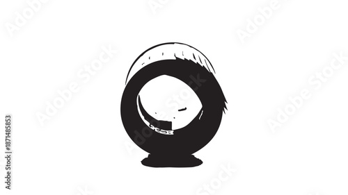 Black Silhouette Globe with Face on White Background