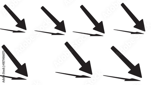 Black Arrows Pointing Downward on White Background