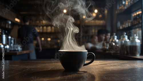 Warm coffee inviting relaxation in a bustling cafe atmosphere