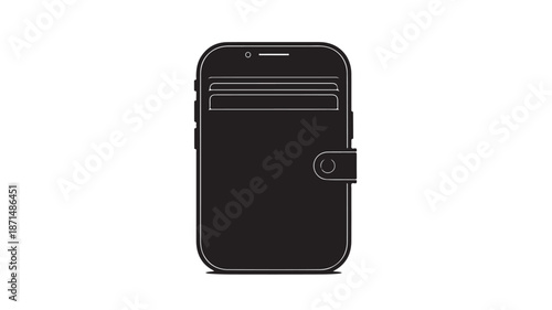 Black Smartphone with Card Slot on White Background