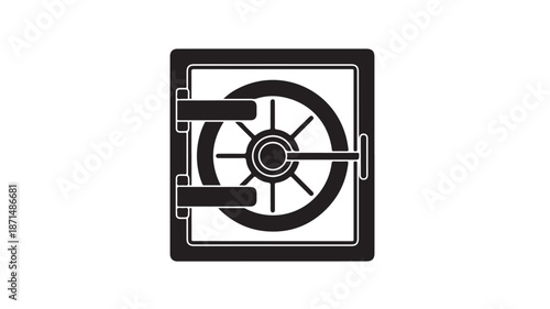 Black Vault Safe Icon on White Background