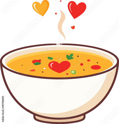 Bowl of Soup with Heart-Shaped Steam in Cozy Food Composition Highlighting Warmth, Comfort, and Wholesome Meal