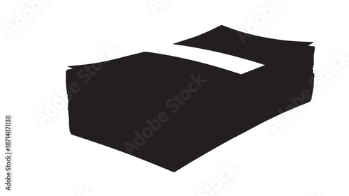 Black Folded Paper Sheets on White Background