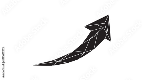 Black Arrow Pointing Up with White Lines on White Background