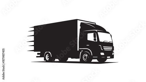 Black Truck Driving on Road Isload on transpernt background