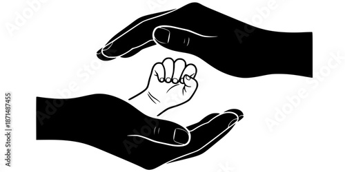 Newborn Hand Protection Parental Care Silhouette