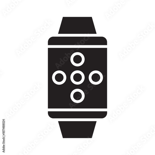 Black silhouette smartwatch icon sleek digital wearable technology device with navigation buttons modern electronic