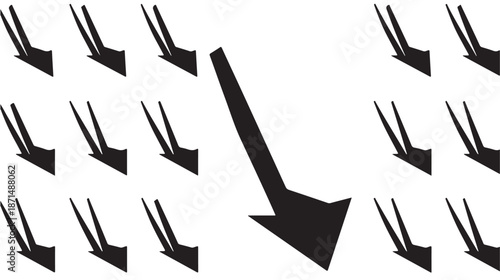 Black Arrows Pointing Downward on White Background
