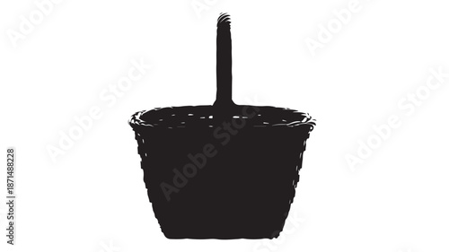 Black Basket on White Background