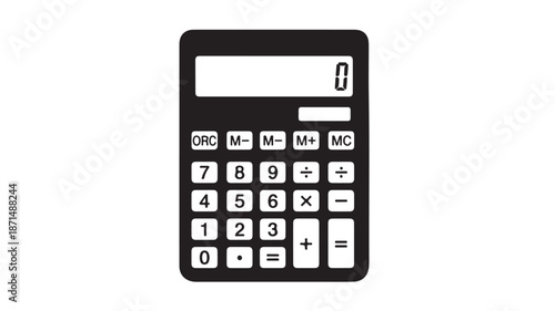 Black Calculator on White Background