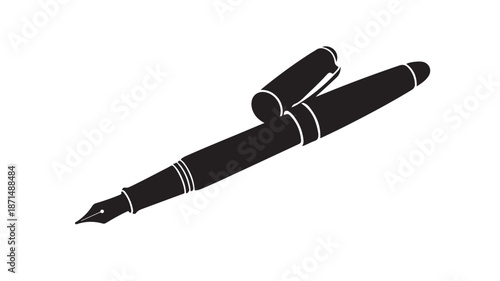 Fountain Pen with Cap on White Background