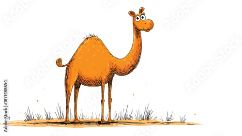 Adorable Camel Cartoon Vector with Outline on White Background for Creative Designs
