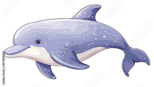 Adorable Dolphin Cartoon Vector Illustration Isolated on White Background