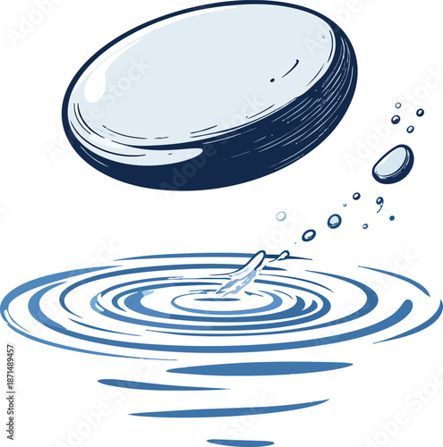 River Stone Skipping Across Water with Dynamic Motion Arcs and Playful Outdoor Action