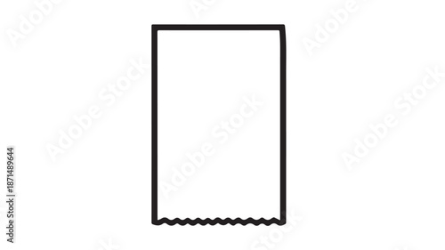 Black Rectangle Shape with Jagged Edge on White Background
