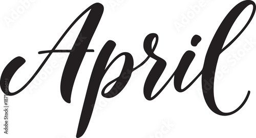 Elegant April calligraphy text a stylish handwritten word for spring season announcements and design projects isolated on a white background