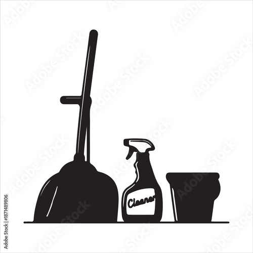 Cleaning Tools and Supplies Silhouette Illustration