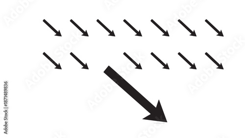Large Arrow Pointing Down Surrounded by Small Arrows