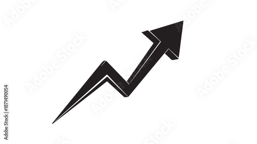 Black Arrow Pointing Upward with Zigzag Line on White Background