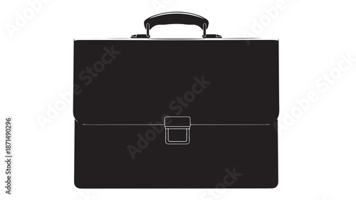 Black Briefcase with Handle Isolated on White Background