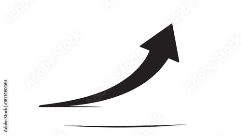 Black Arrow Rising Upward on White Background