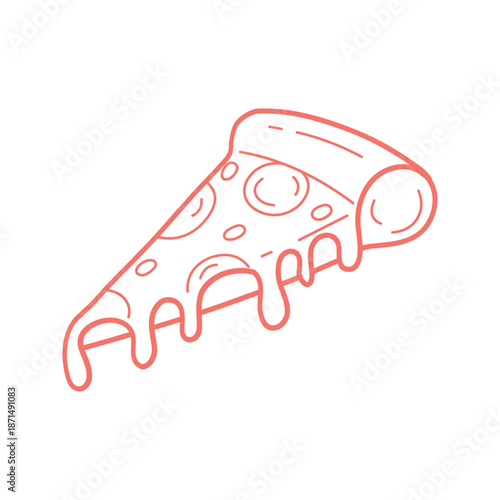 Hand Drawn Pizza Slice Outline Icon for Fast Food Menu and App Design