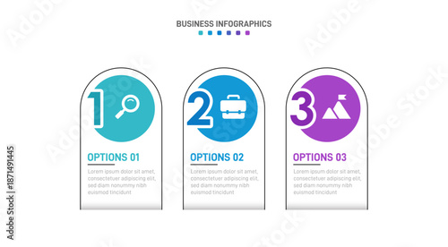 Progress bar featuring 3 arrow-shaped elements, symbolizing the three stages of business strategy and progression. Clean timeline infographic design template. Vector for mobile presentation.