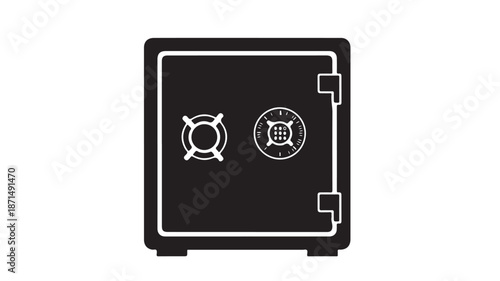 Black Safe Box with White Symbols on Front