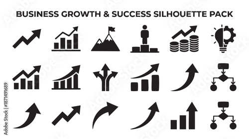 Business Growth and Success Icons Silhouette Pack