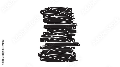 Black and White Geometric Sculpture on White Background