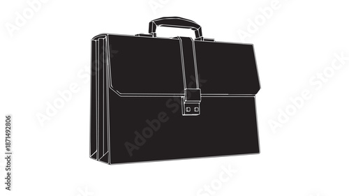 Black Briefcase Isolated on White Background
