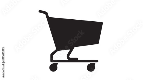 Black Shopping Cart isload on transpernt background 