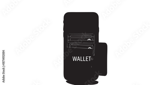 Black Wallet with Card Slot Isload on transpernt background