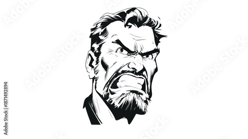 Angry Big Boss in Vector Isolated on White Background, Professional Image for Business Concepts