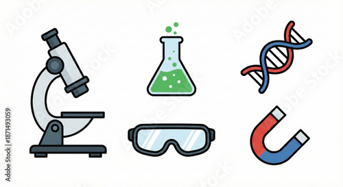 Scientific Instruments and Equipment Icons for Science and Education