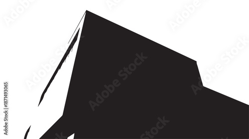 Black Mountain Silhouette Isolated on White Background