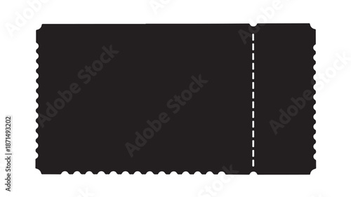 Black Stamp with Perforated Line on White Background