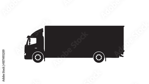Black Truck Silhouette Isolated on White Background