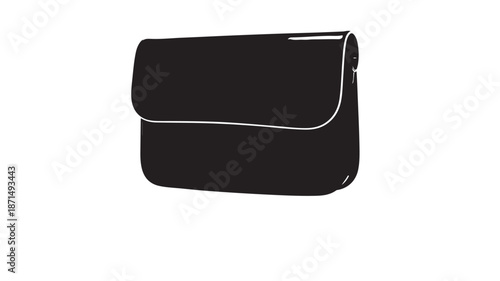 Black Pouch with White Trim Isolated on White Background