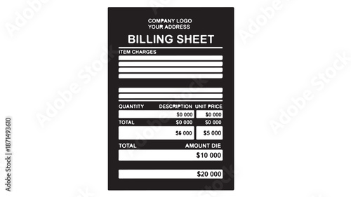 Black Billing Sheet Invoice Template